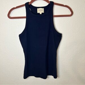 Sézane navy blue ribbed cotton tank top size Small